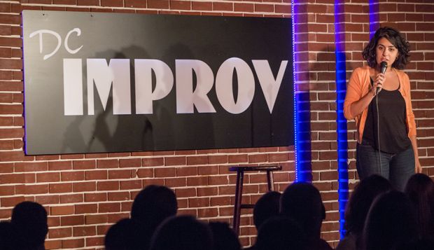 Elahe Izadi performs at the DC Improv Comedy Club